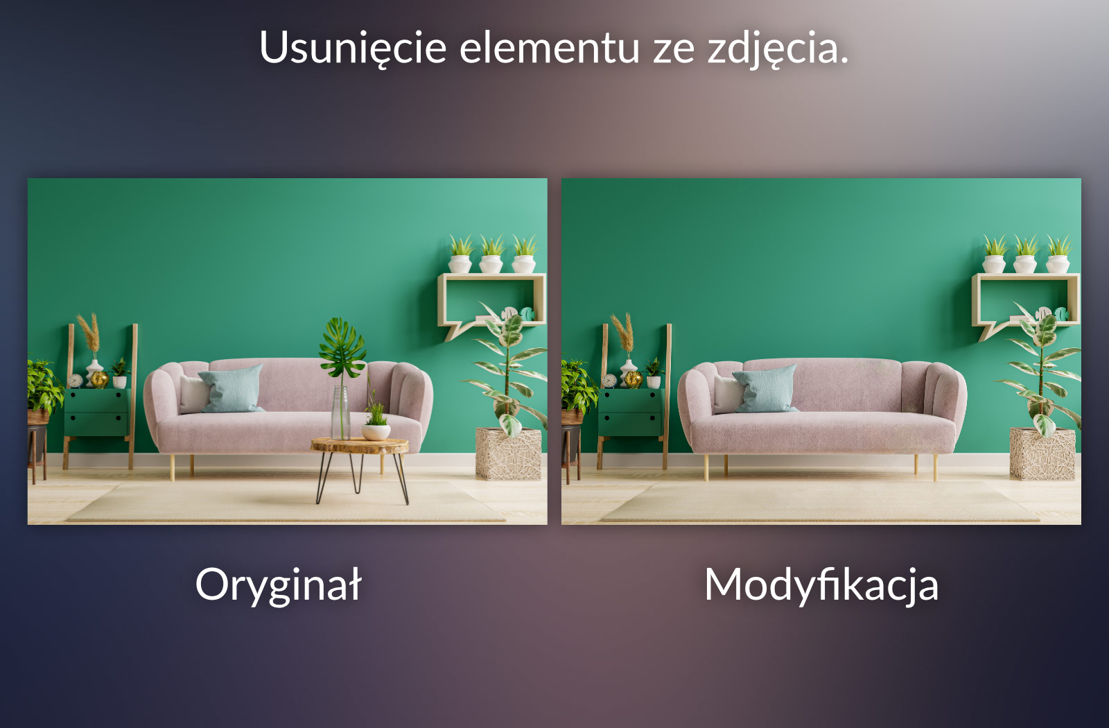 Przykład usunięcia niepotrzebnych elementów ze zdjęcia nr 1. Wykonano w Affinity Photo.